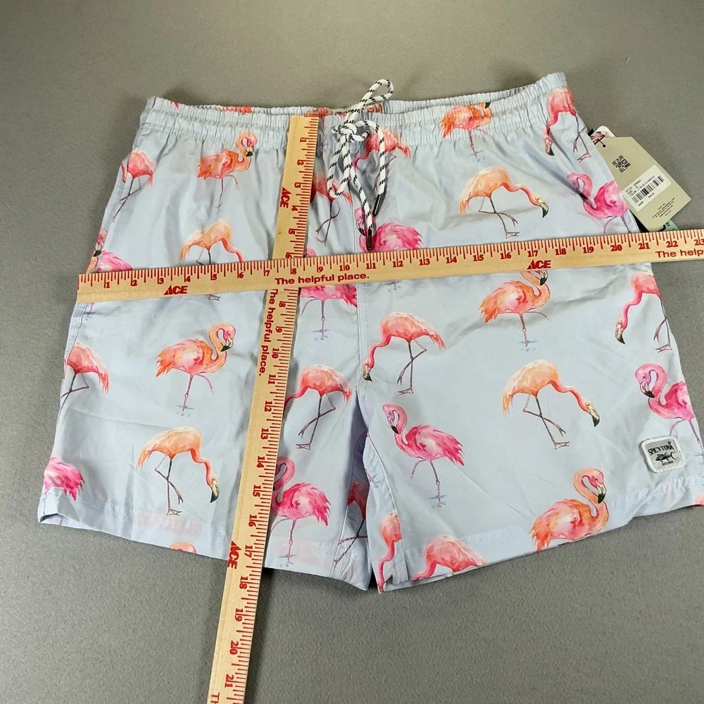 Spicy Tuna Flamingo Swim Trunks XL Light Blue Tropical Board Shorts NWT UPF 50+‎
